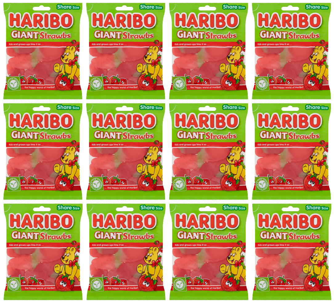 12 x Haribo Giant Strawbs 160g