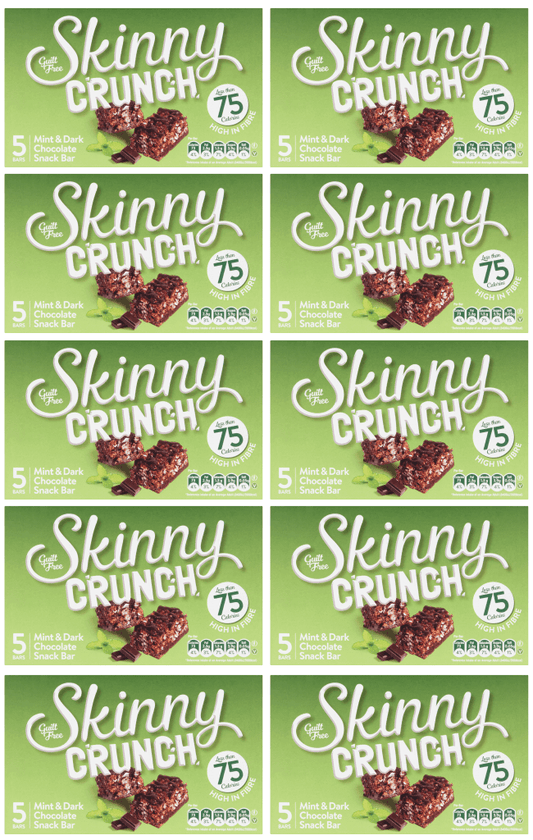Skinny Crunch Dark Chocolate & Mint Bars | 10 x 19g Multipack
