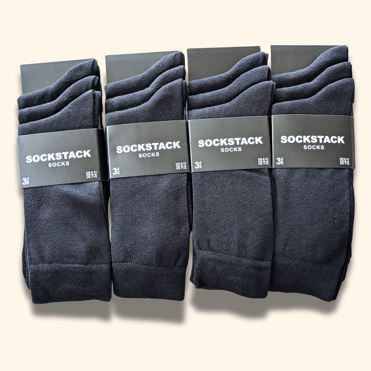 Sock Stack Mens Socks 12 Pairs Cotton Colorful Heel Toe Black Argyle Diamond Easycare