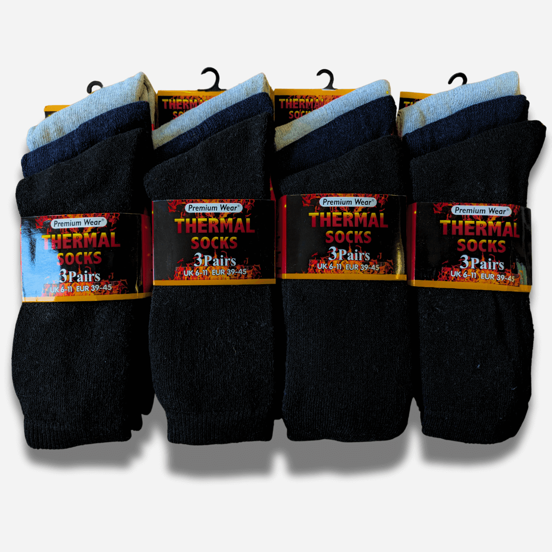 Heatwave Thermalwear Men's Black Thermal Socks 12 Pairs Double Brushed Advanced Knitting Technology