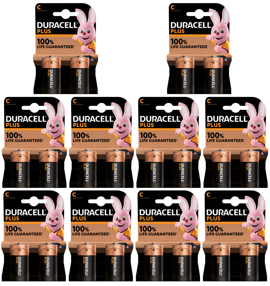 Duracell Plus C Batterien (2er Pack) - Alkaline-Zellen
