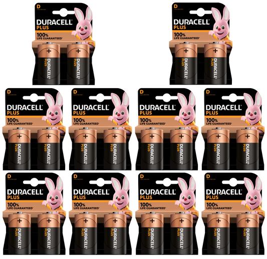 10 X Duracell Plus D Batteries 2 Pack