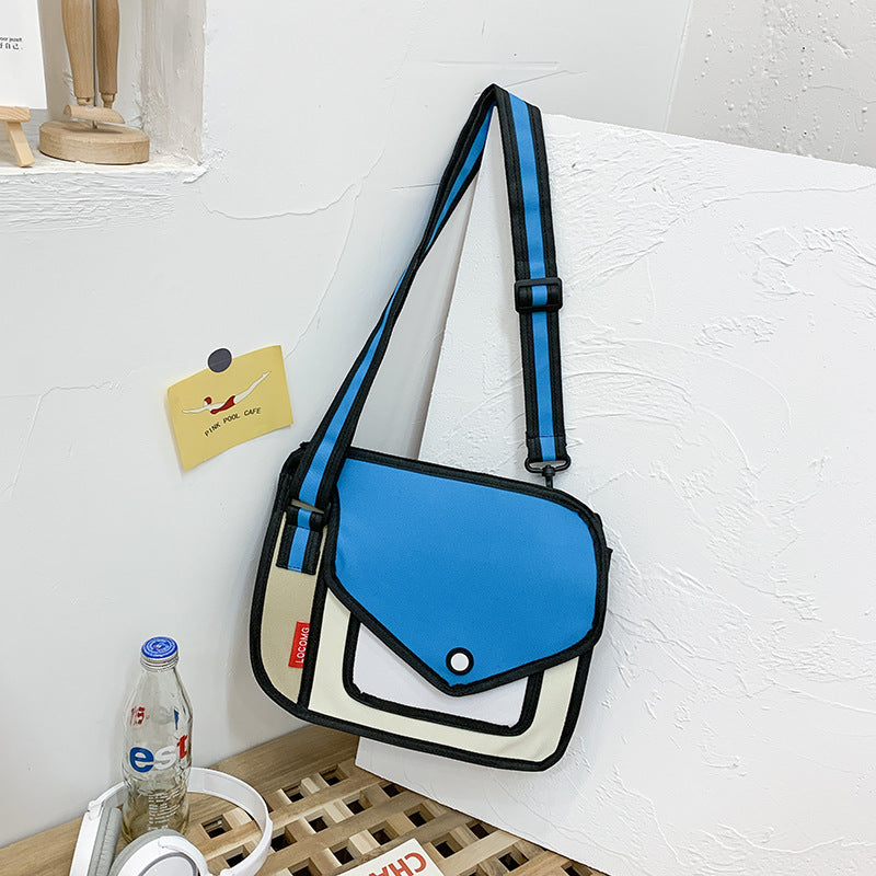 Two-dimensional cute one-shoulder messenger bag