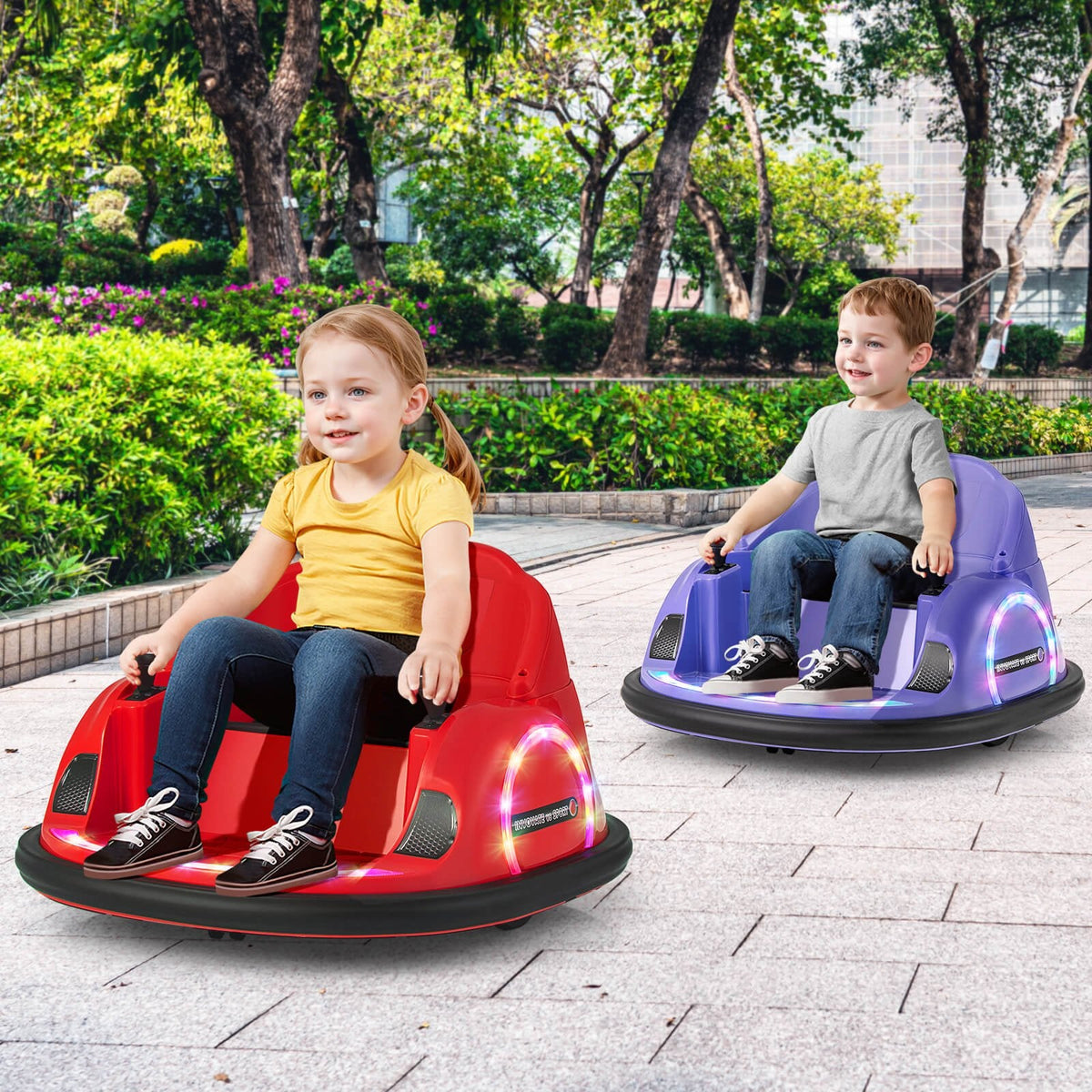 12V Kids Ride on Bumper Car with Flashing Lights and Remote Control-Pink