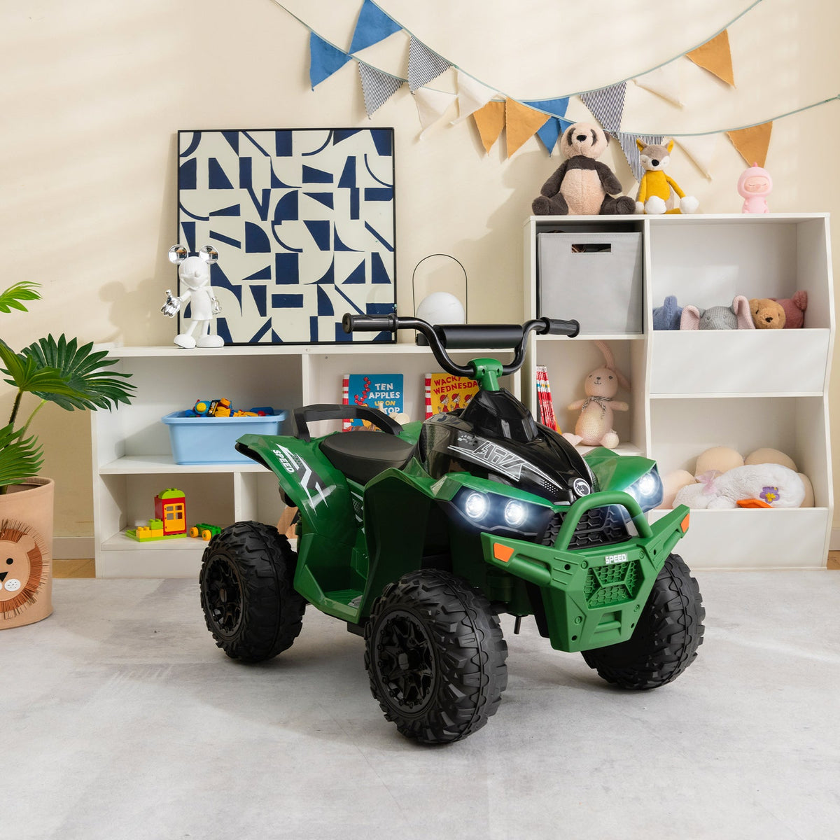12V Kids Ride On ATV with 2 Speeds and LED Lights-Yellow