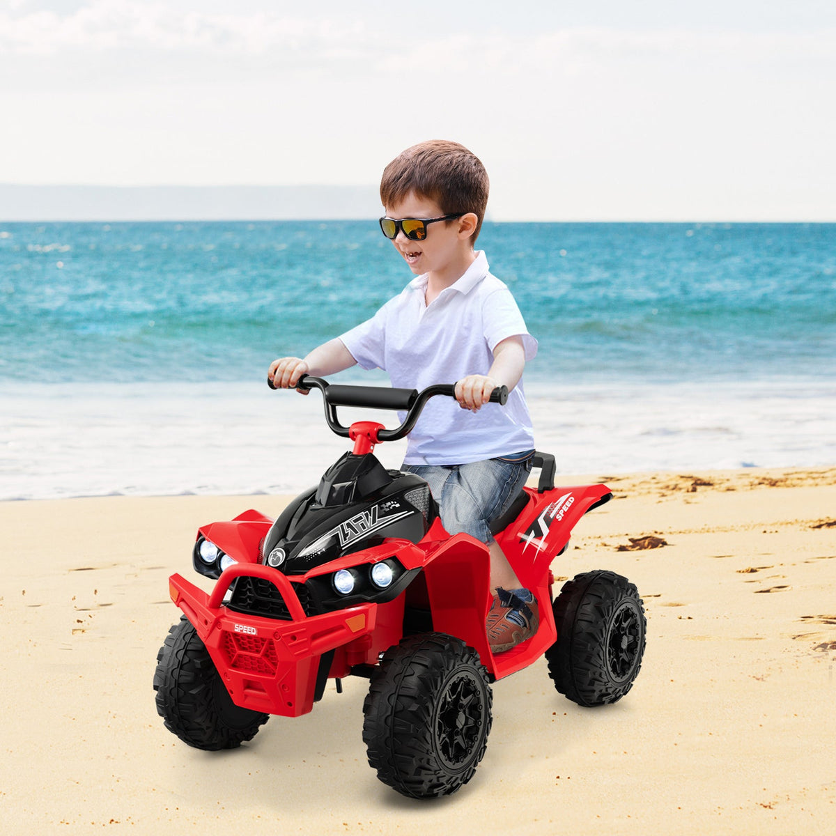12V Kids Ride On ATV with 2 Speeds and LED Lights-Yellow