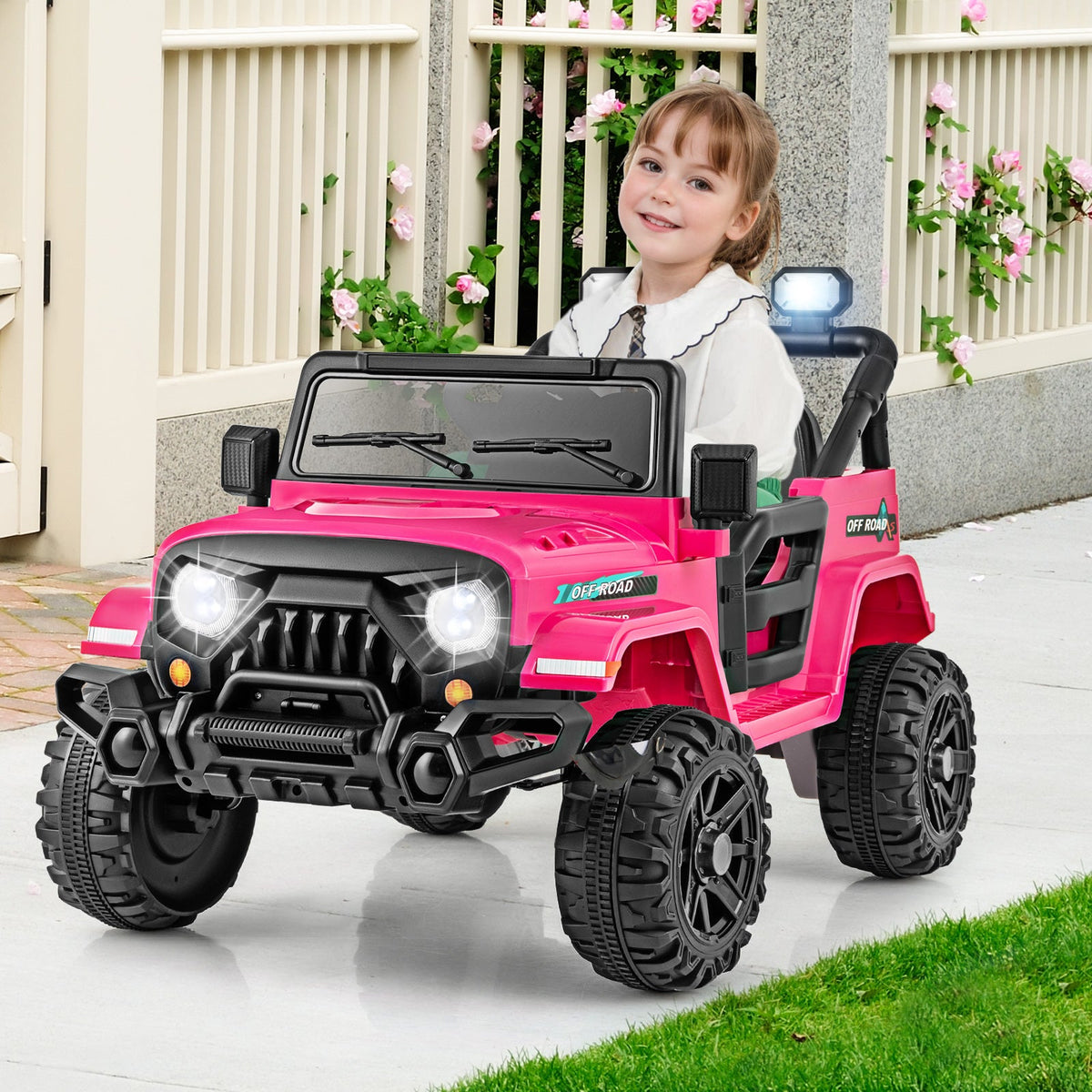 12V Kids Ride on Truck with Remote Control and 3 Speeds-Black