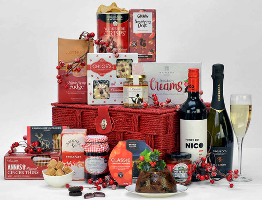 12 Tage Weihnachts-Geschenkkorb | Luxuriöse Festtagsbox mit Prosecco