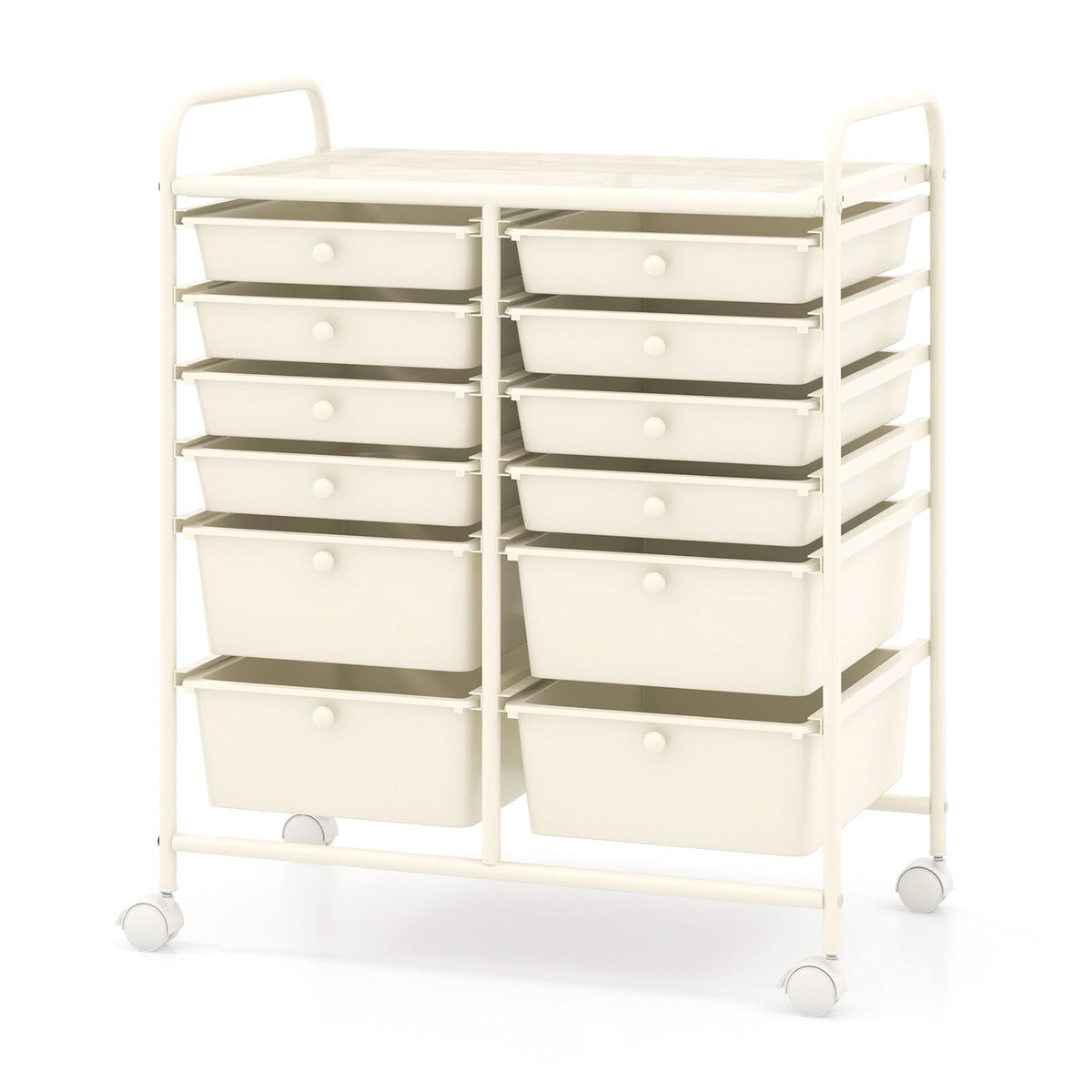 12 Drawers Rolling Storage Cart with 4 Wheels and Brakes-Clear