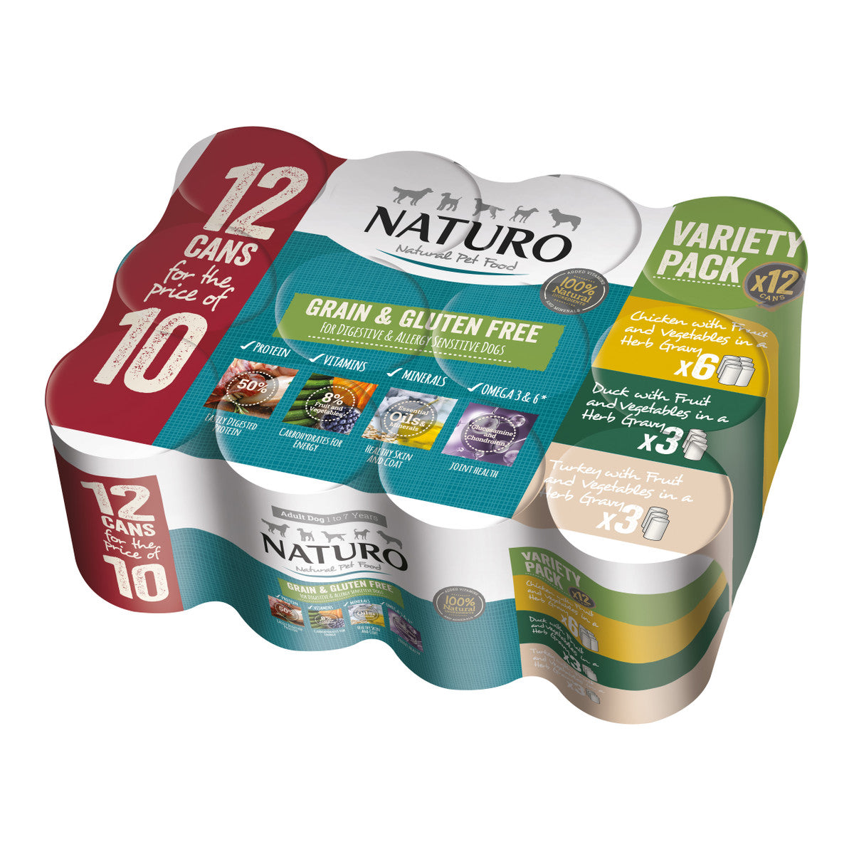 12 x Naturo Adult Hund Huhn in Soße Gemüse Getreide- & Glutenfrei 390g