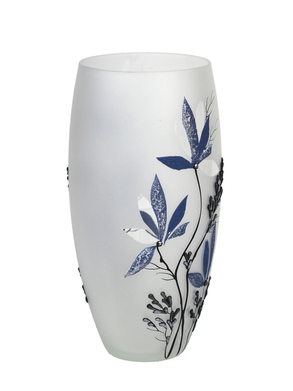 table blue art decorative glass vase 7518/300/sh335