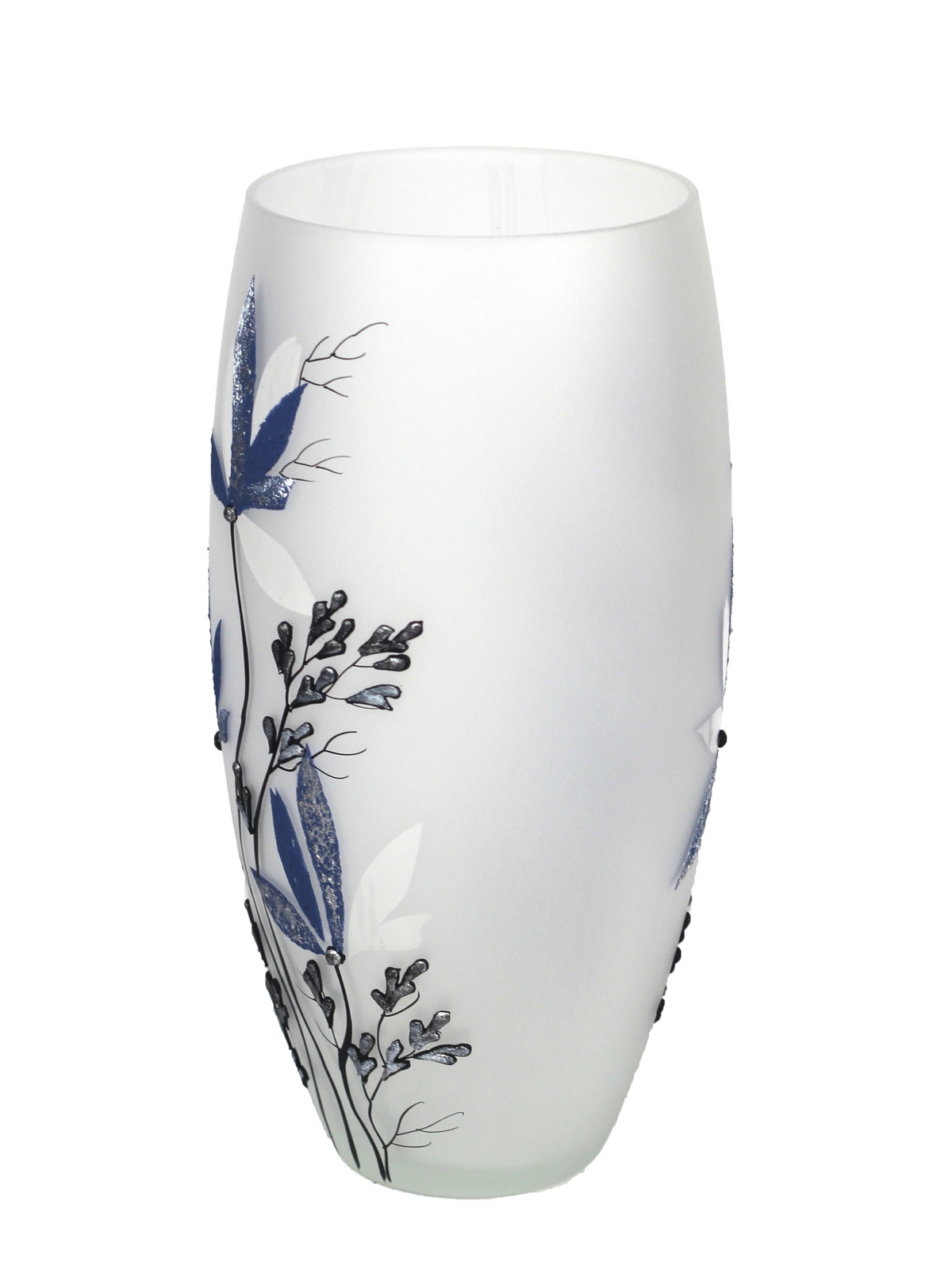 table blue art decorative glass vase 7518/300/sh335