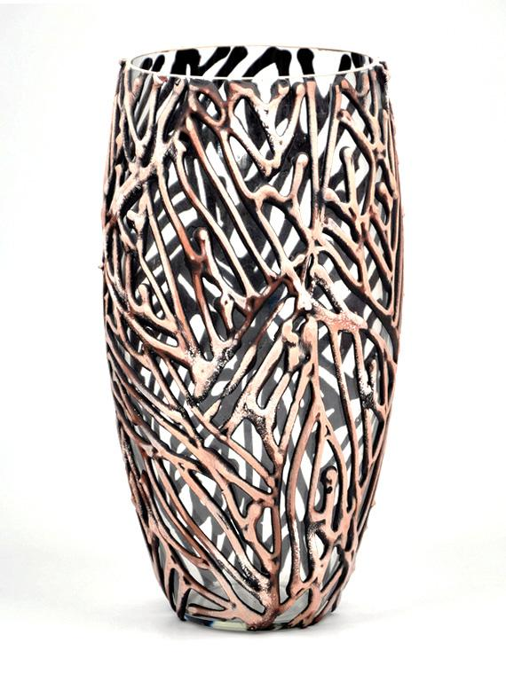 Handpainted Glass Vase for Flowers | Oval Vase | Interior Design Home Room Decor | Table vase 12 in | 7518/300/sh144