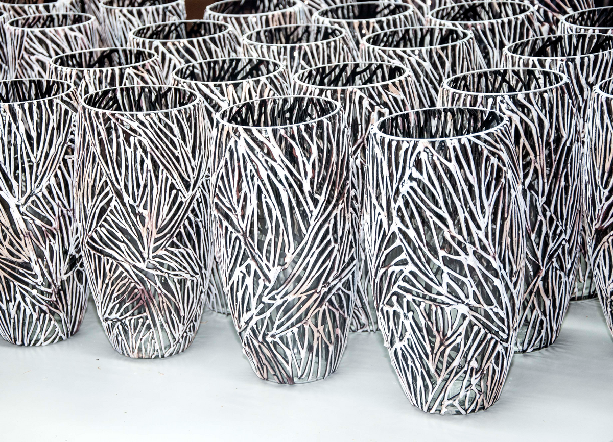 Handpainted Glass Vase for Flowers | Oval Vase | Interior Design Home Room Decor | Table vase 12 in | 7518/300/sh144