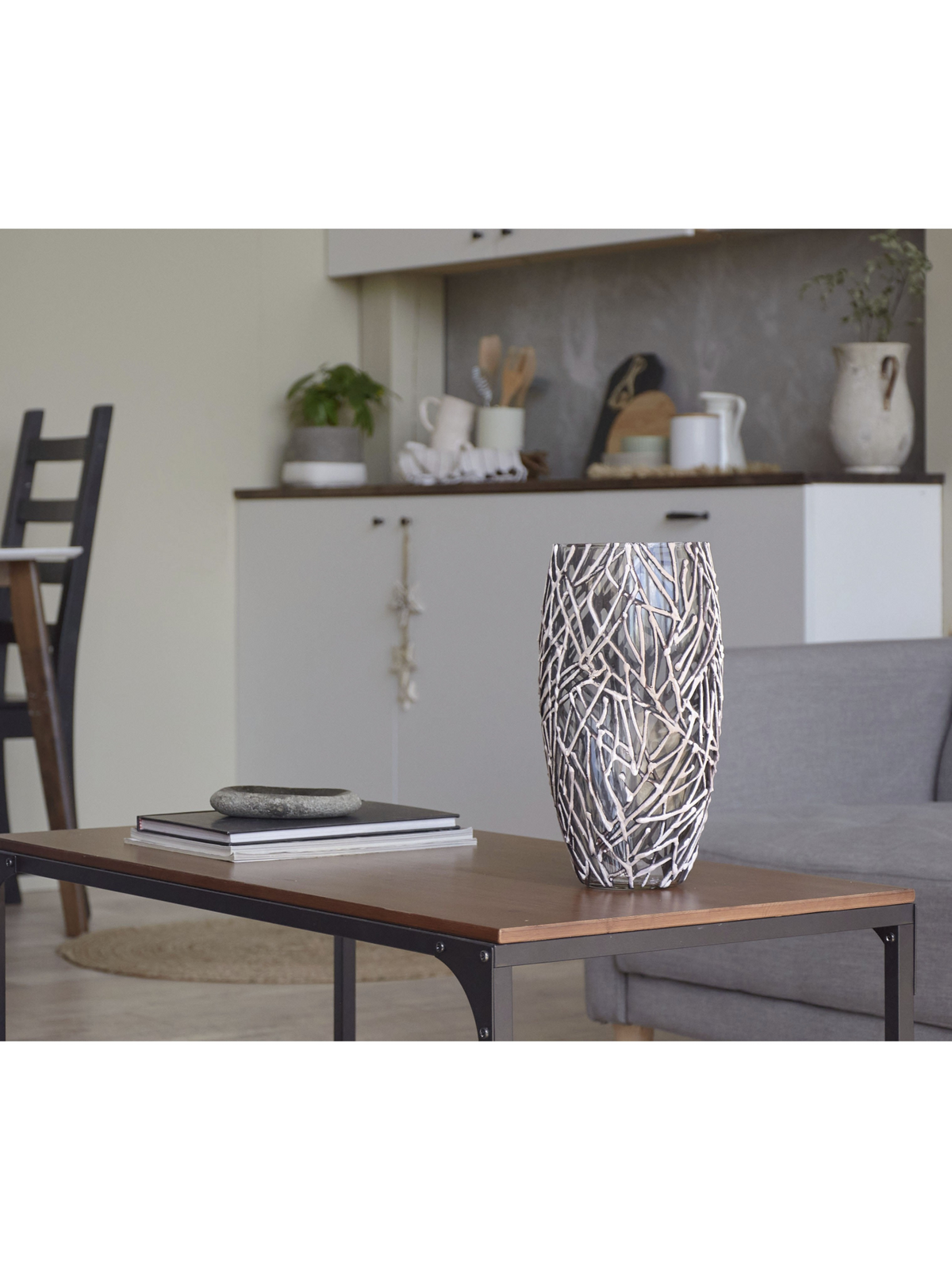 Handpainted Glass Vase for Flowers | Oval Vase | Interior Design Home Room Decor | Table vase 12 in | 7518/300/sh144