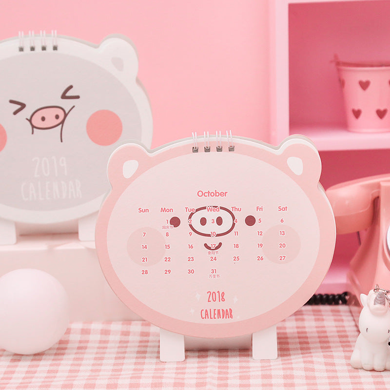 Lovely Happy Pig Desktop Calendar DIY Table Calendars Daily Schedule Planner