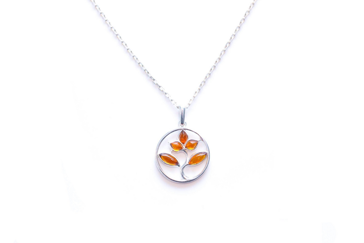 Amber Tree Charm Pendant