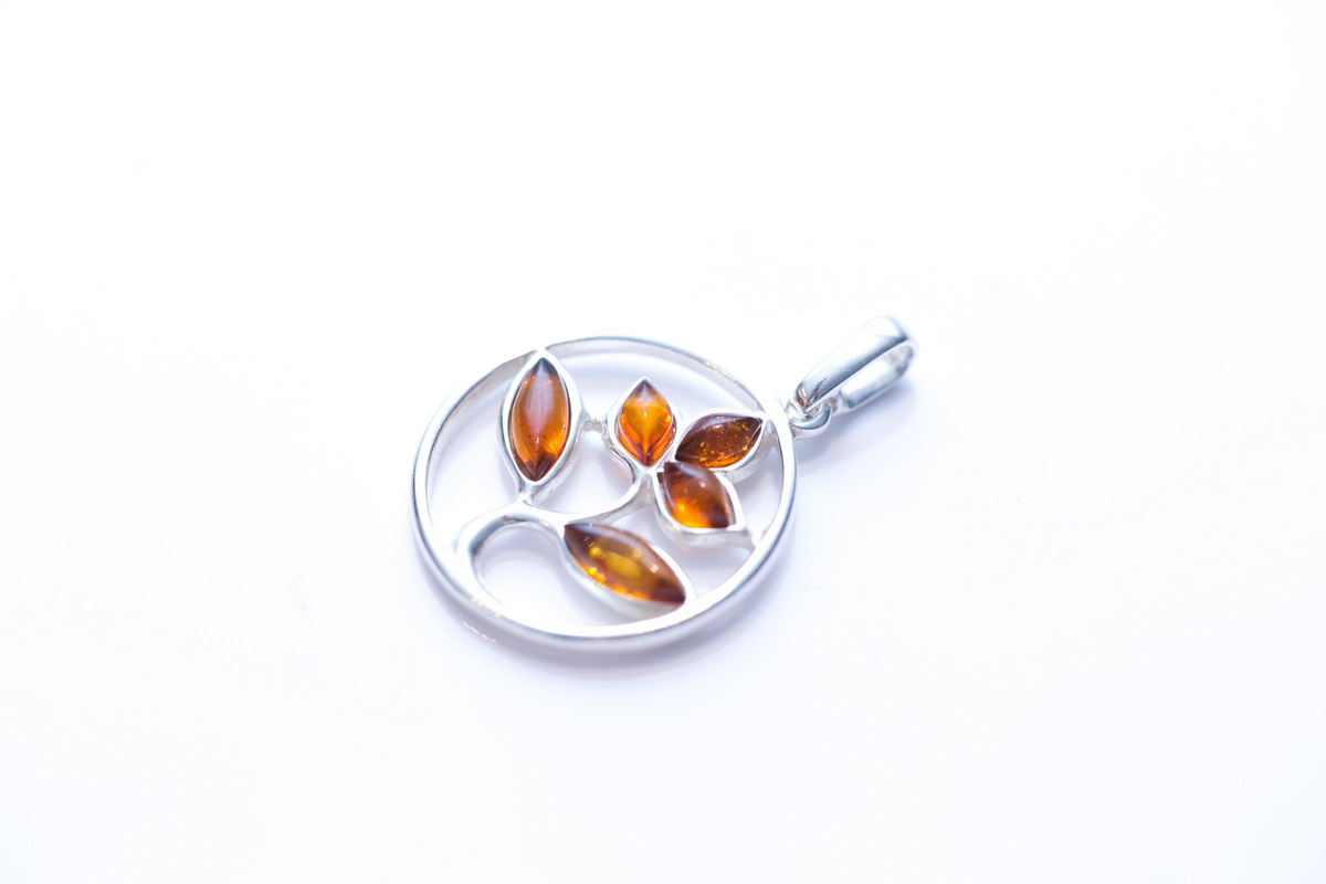 Amber Tree Charm Pendant