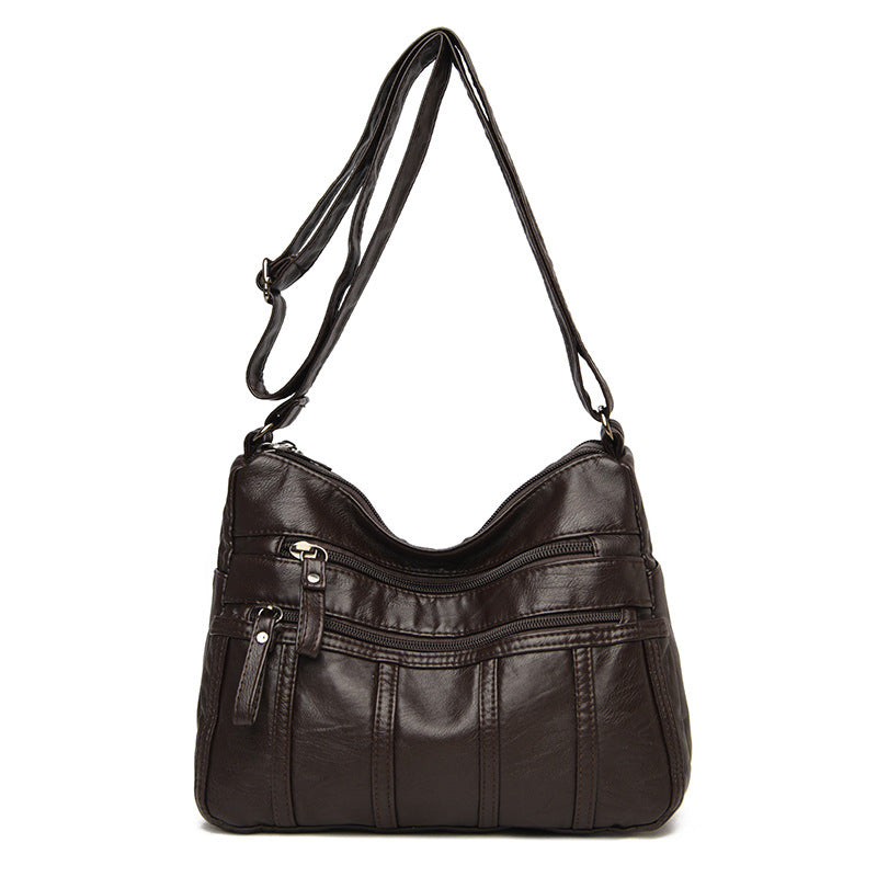 New Trendy Soft Leather Multilayer Messenger Bag