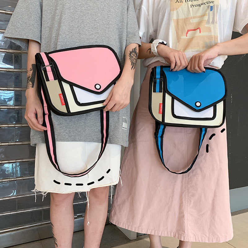 Two-dimensional cute one-shoulder messenger bag