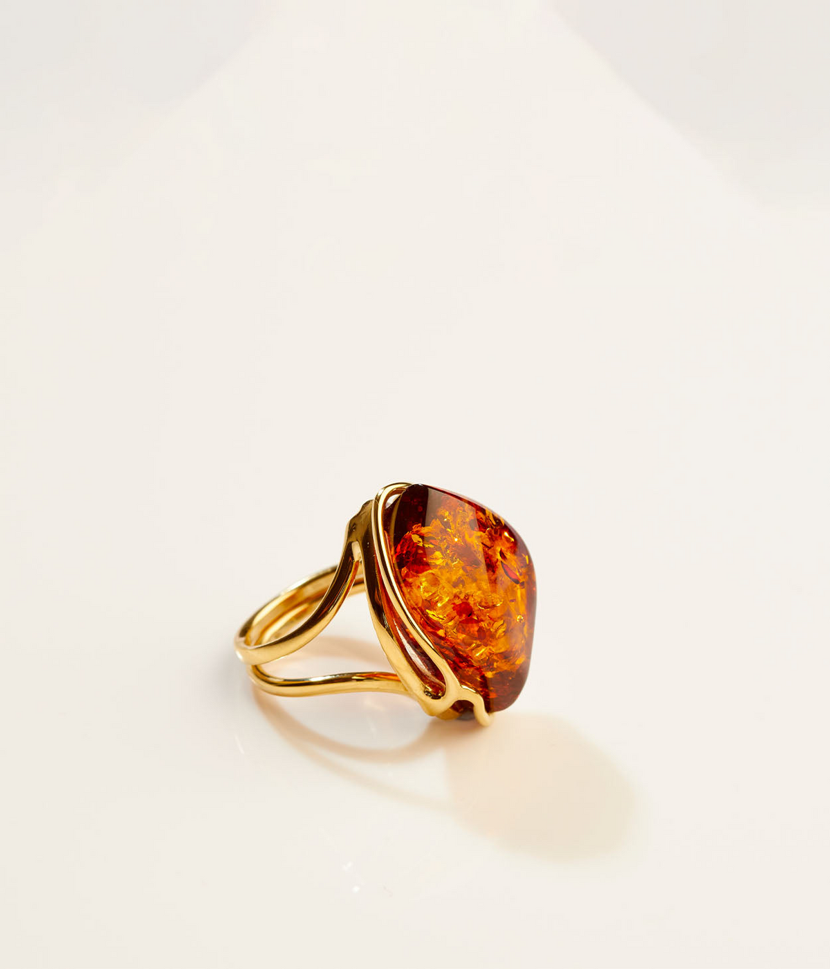 OOAK Ember Rose Amber Adjustable Ring (SIZE N-T)