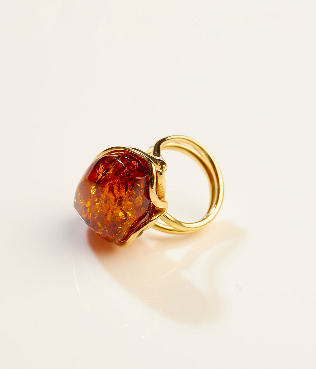 OOAK Ember Rose Amber Adjustable Ring (SIZE N-T)