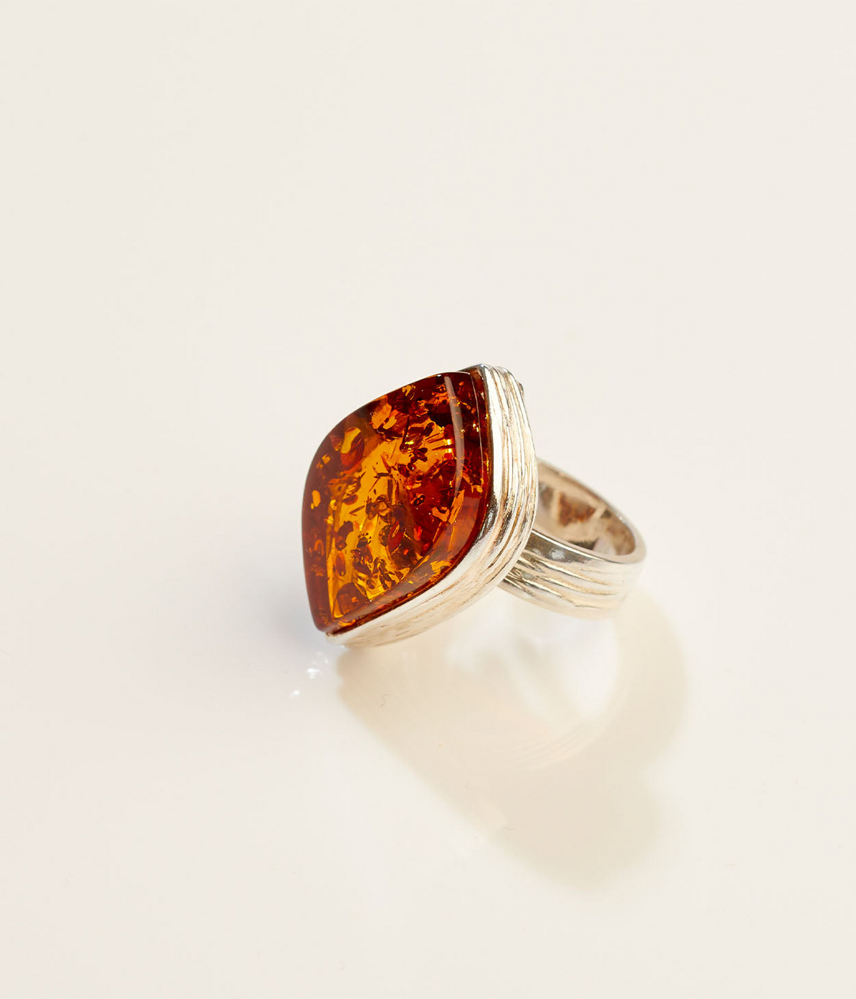 OOAK Roselle Glow Amber Adjustable Ring (SIZE P-U)