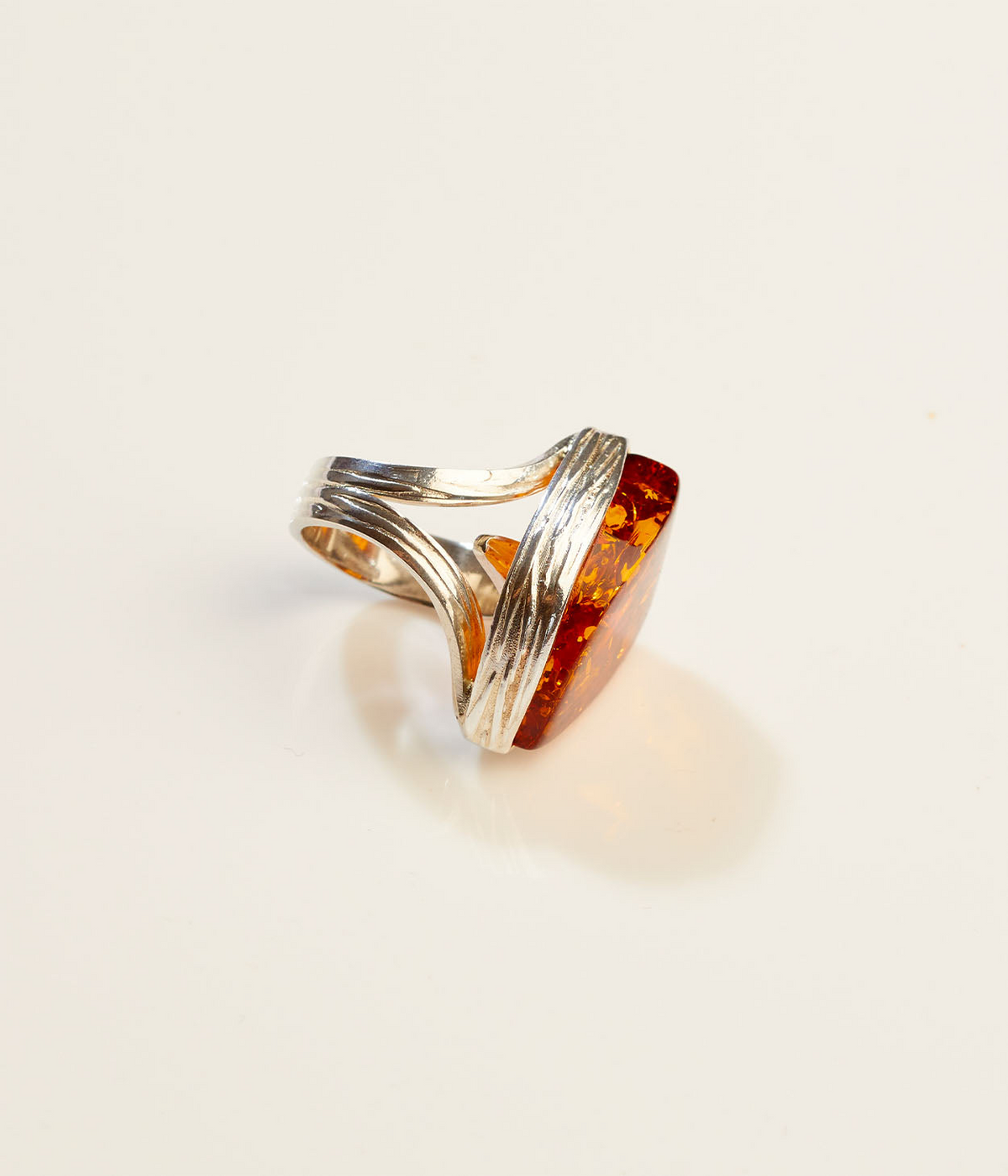 OOAK Roselle Glow Amber Adjustable Ring (SIZE P-U)