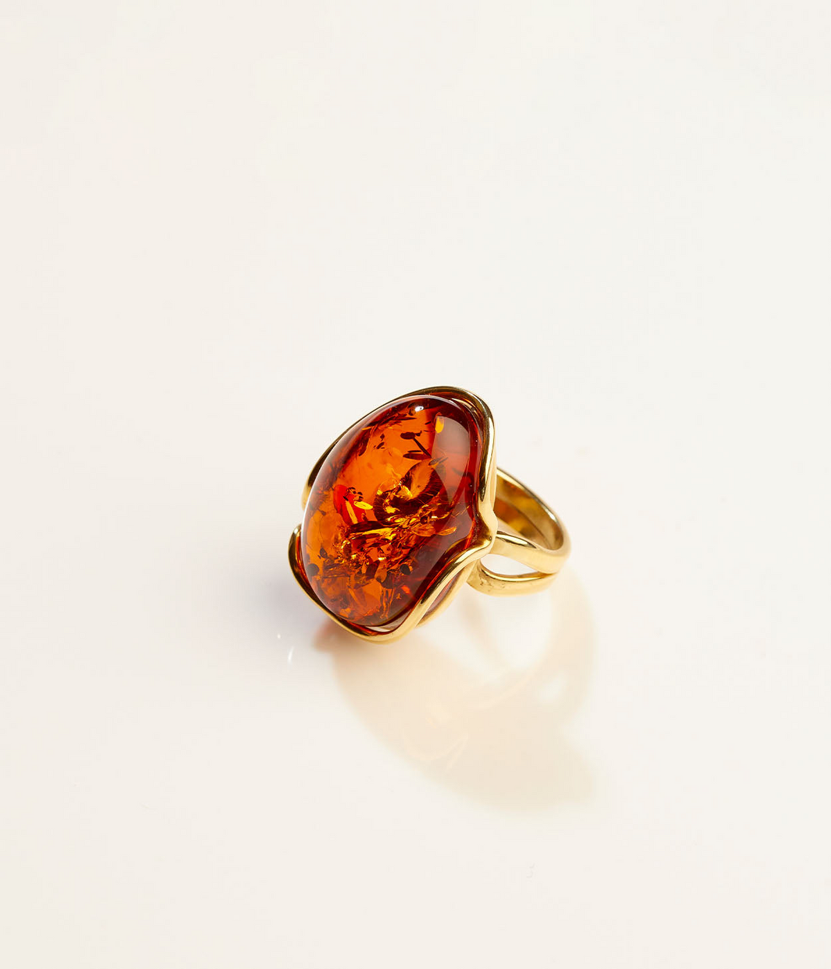 OOAK Floralight Amber Adjustable Ring (SIZE L-Q)