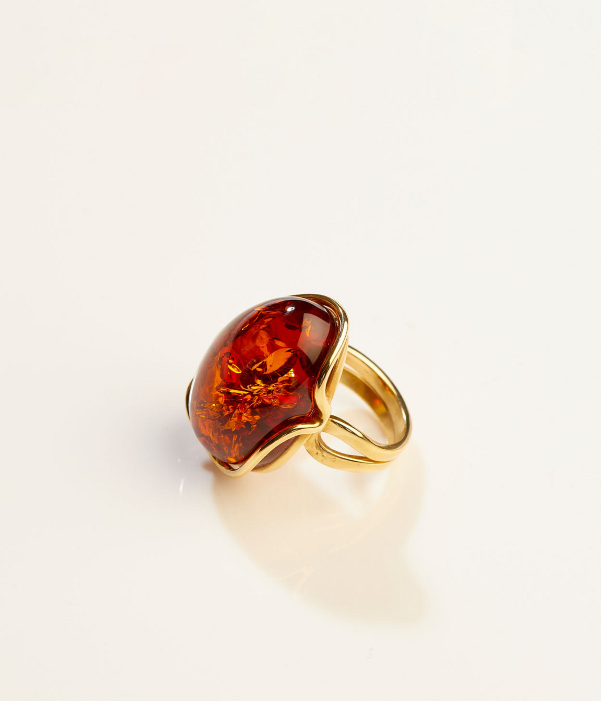 OOAK Floralight Amber Adjustable Ring (SIZE L-Q)
