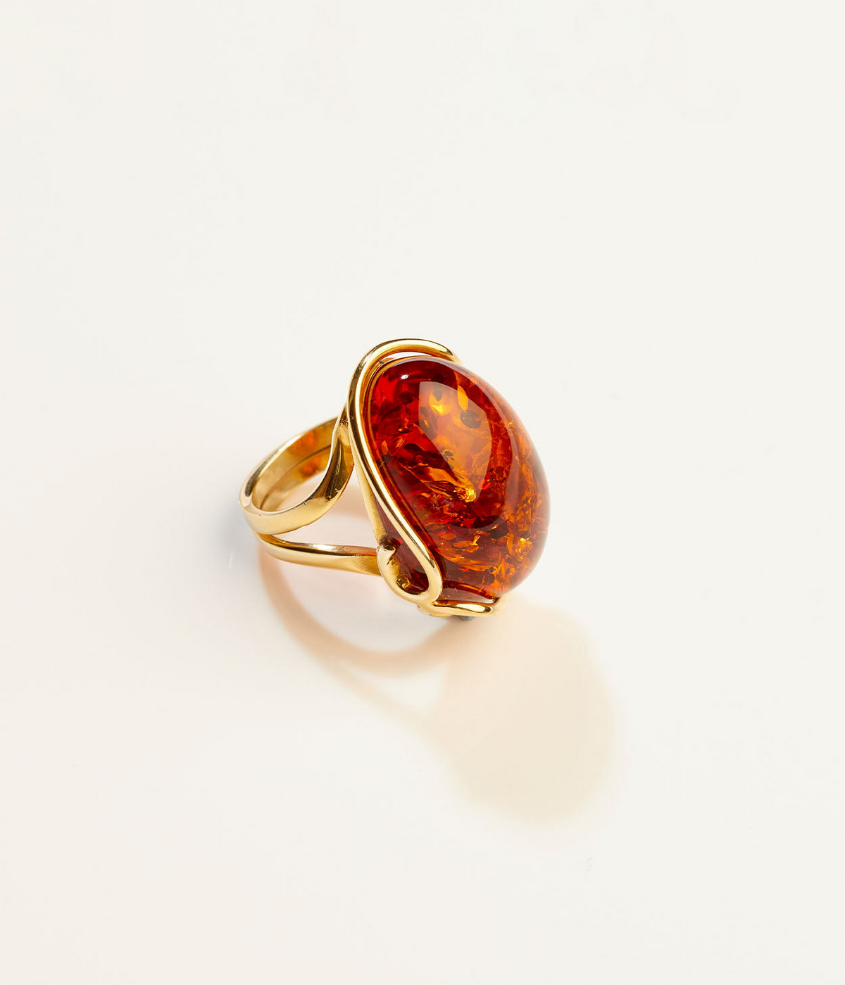 OOAK Floralight Amber Adjustable Ring (SIZE L-Q)
