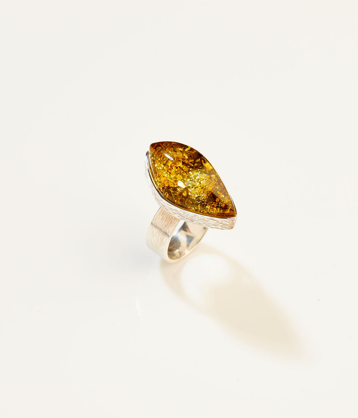 OOAK Florayne Green Amber Ring (SIZES P-U)