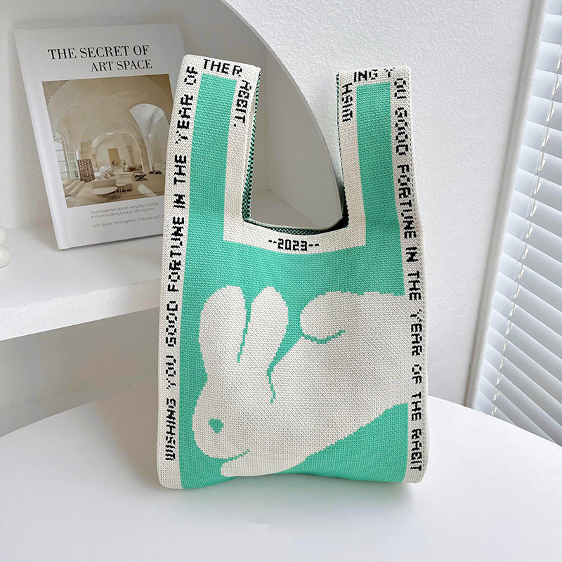 Rabbit Knitted Shoulder Bag Large Capacity Tote