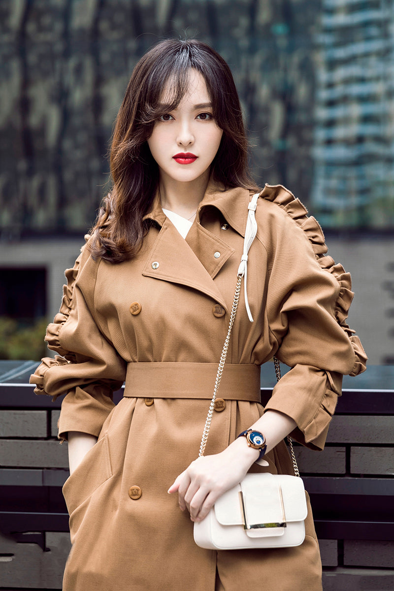 Double-breasted British trench coat