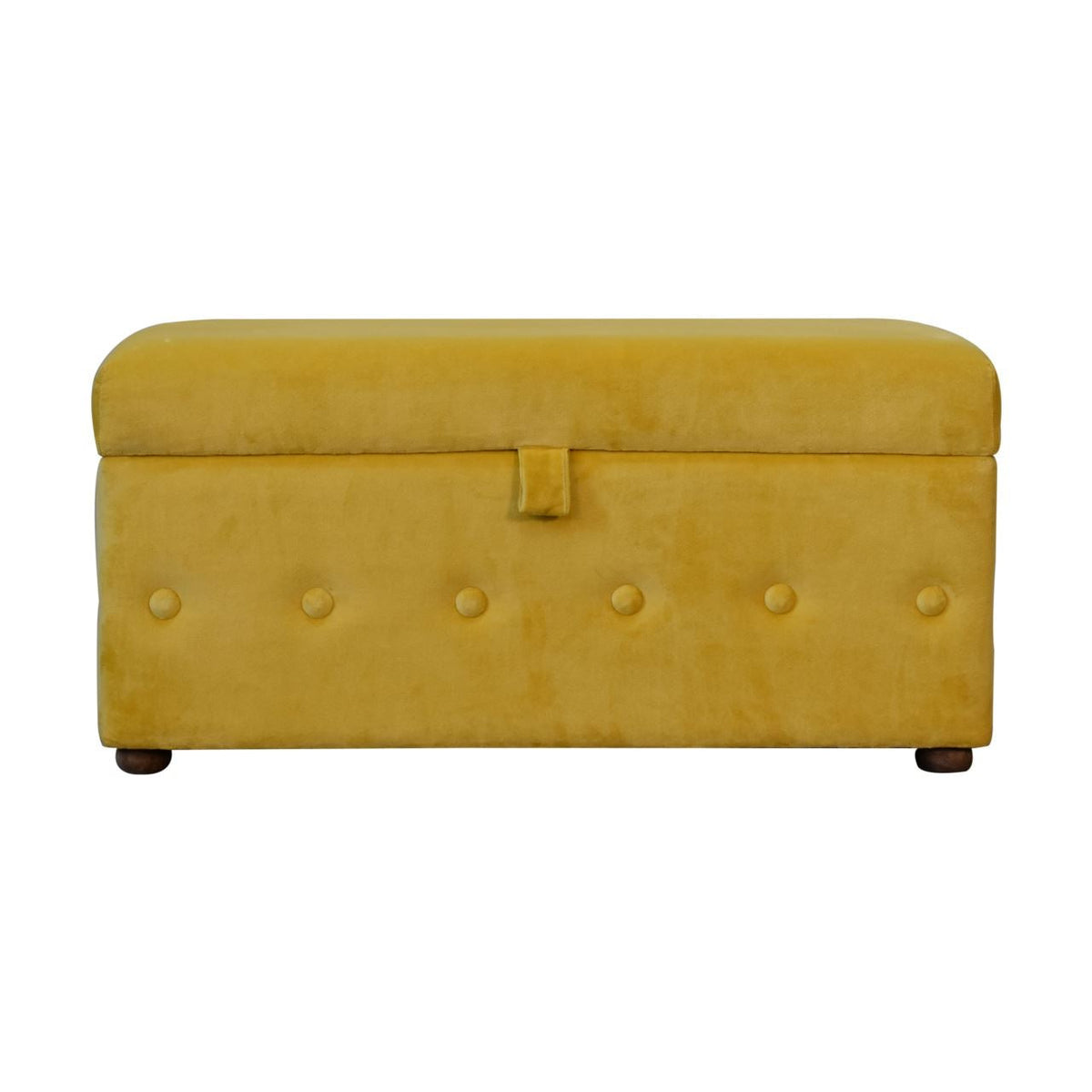 Artisan Mustard Lid-up Cotton Velvet Ottoman