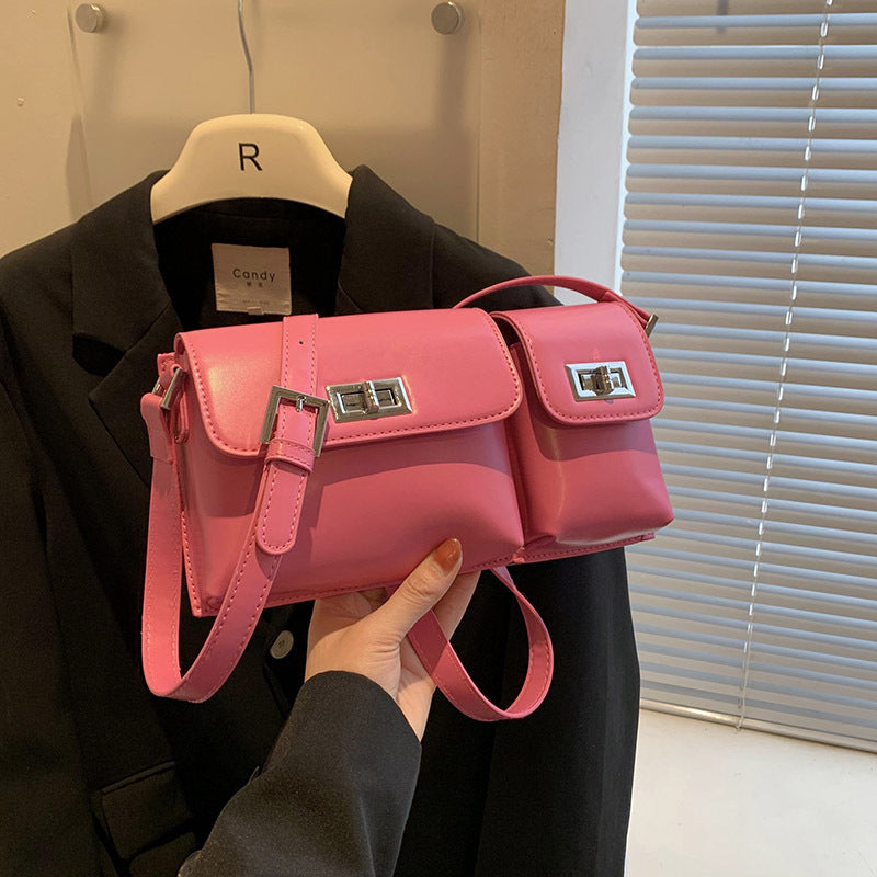 Women's Fashion Double Pocket Underarm Retro Shoulder Messenger Bag