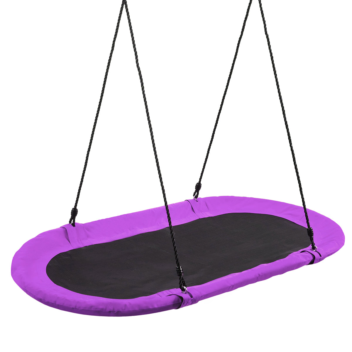 150 cm Oval Swing with Height-Adjustable Rope for Outdoor Indoor-Blue