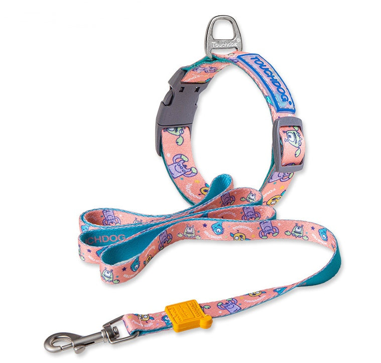 Touch dog it''s new heat transfer printing traction rope chest back collar dog rope walking dog artifact traction outdoor belt