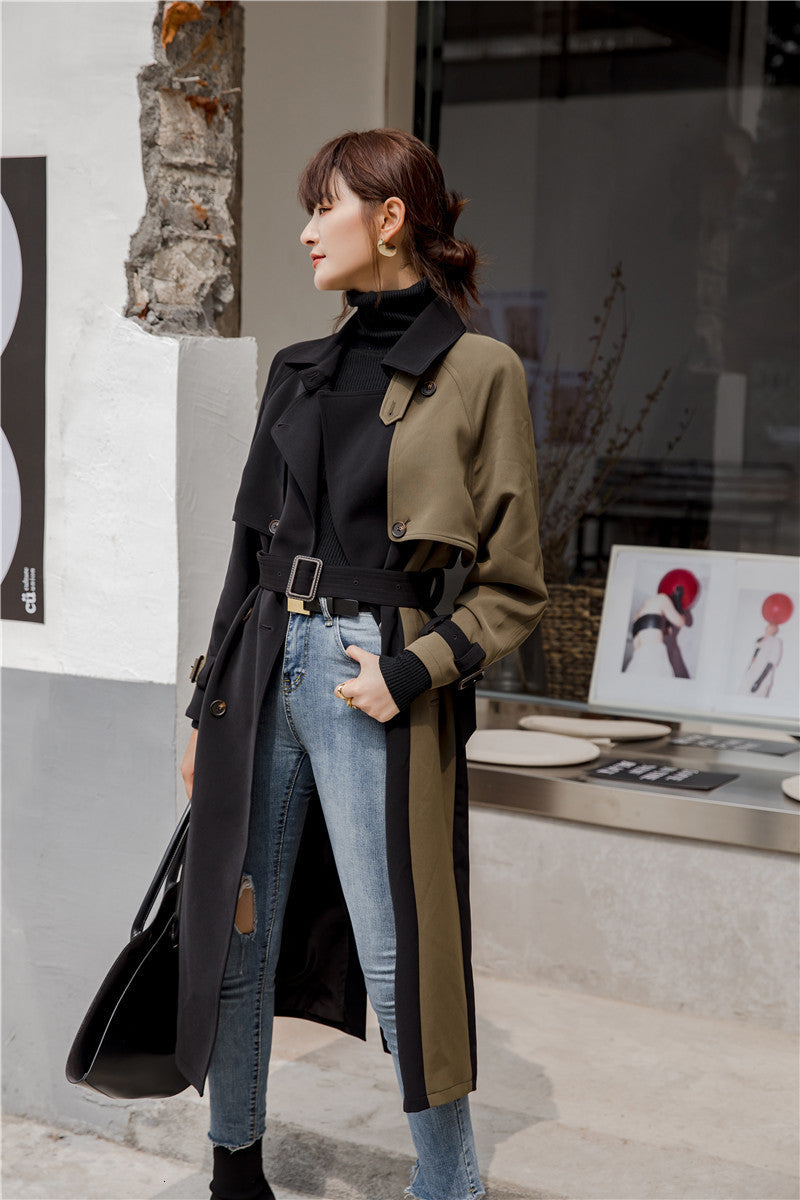 Women's mid-length lace-up trench coat