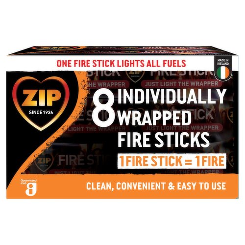 Zip Individually Wrapped Fire Sticks | 12 Packs of 8
