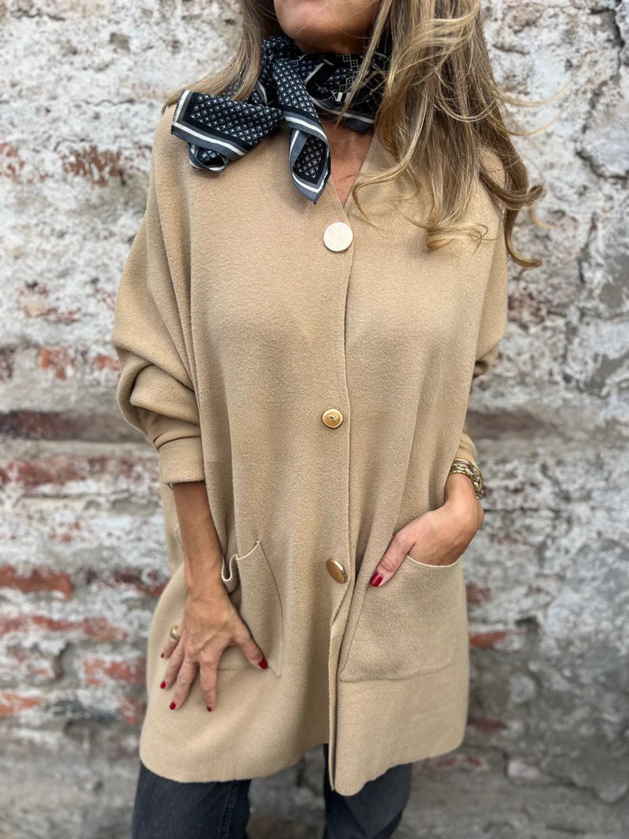 New Mid-length Solid Color Casual Single-breasted Cardigan Jacket