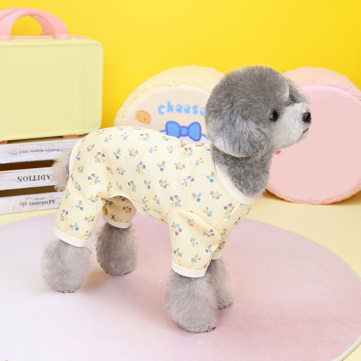 Pet Dog Waffle Floral Clothes