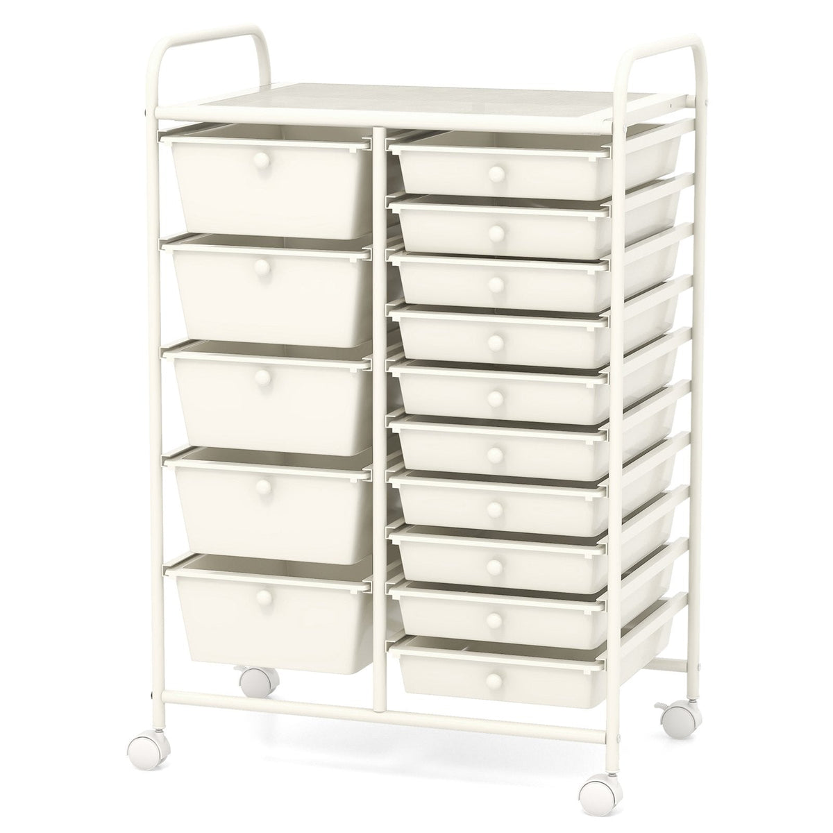 15 Drawer Rolling Storage Cart with 4 Wheels for Beauty Salon-Black