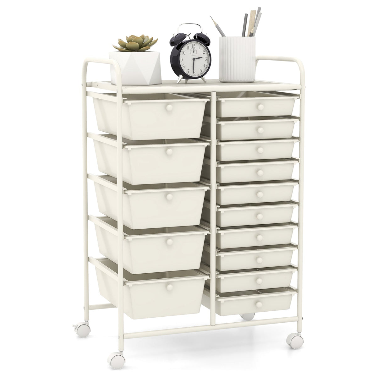15 Drawer Rolling Storage Cart with 4 Wheels for Beauty Salon-Black