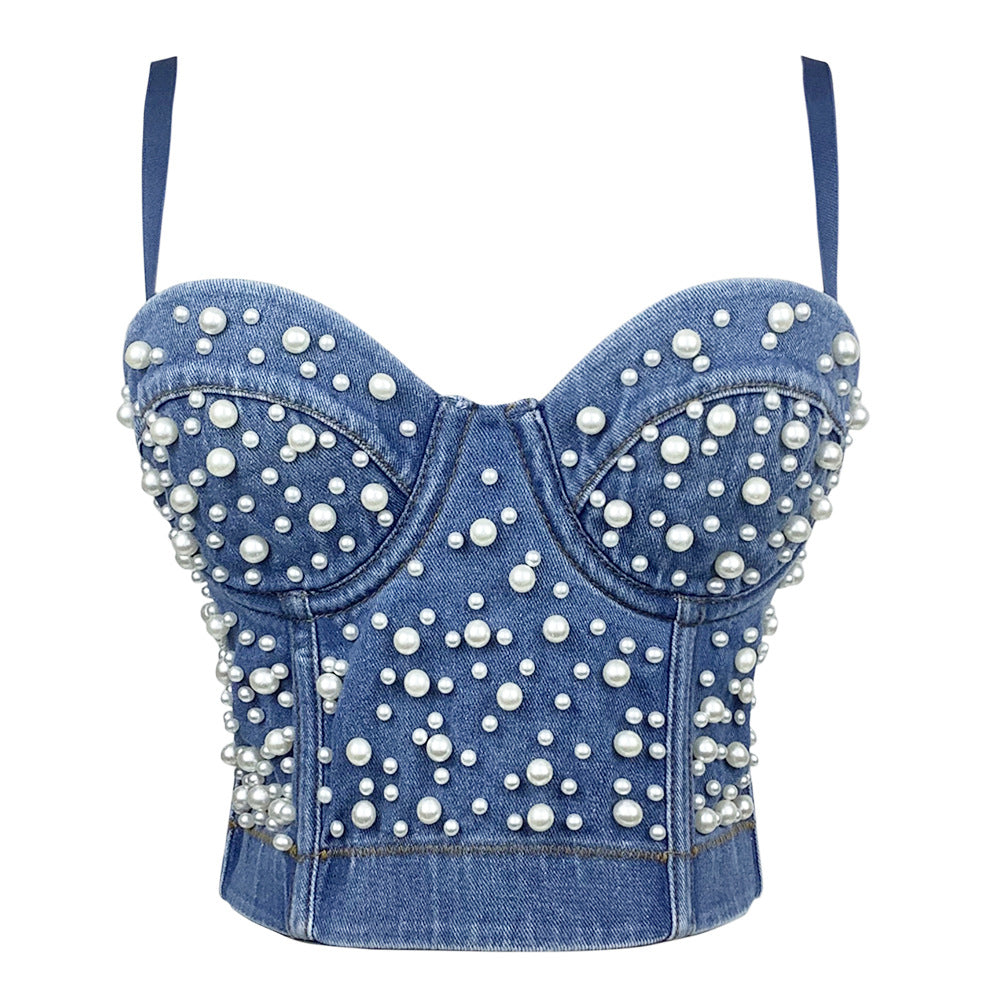 Shapewear Short Outerwear Sexy Womens Denim Bustier Vest