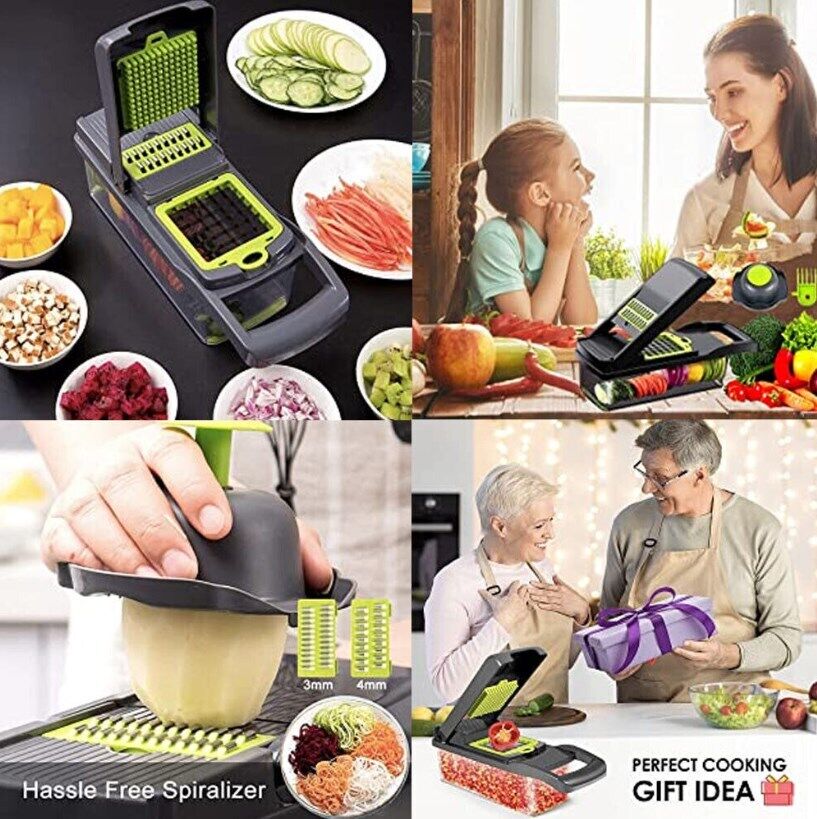 16-in-1 Vegetable Chopper Slicer Dicer Grater Kitchen Tool Set Fruit Cutting Gadget