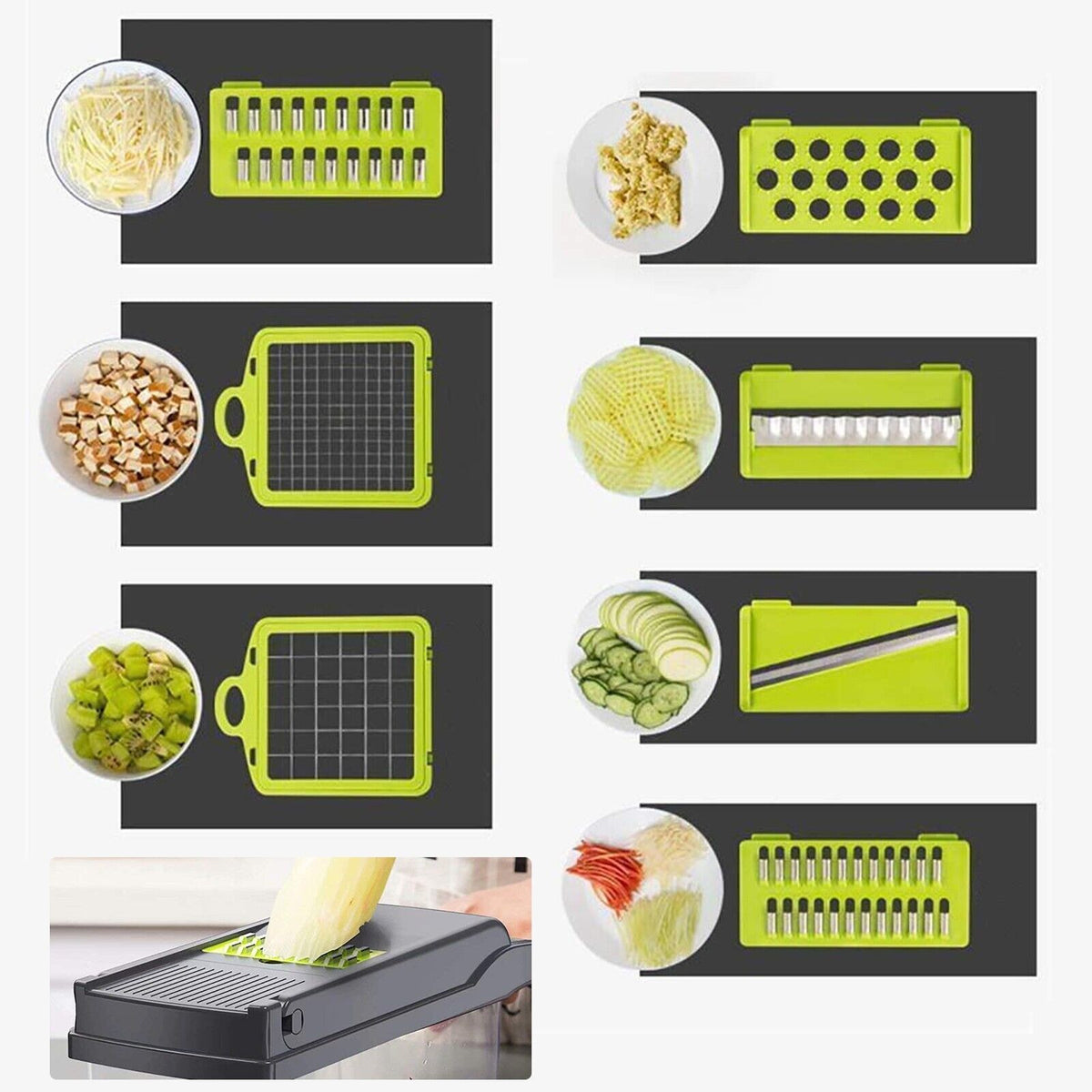 16-in-1 Vegetable Chopper Slicer Dicer Grater Kitchen Tool Set Fruit Cutting Gadget