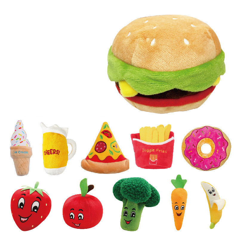 Burger Fruit Cute Pet Voice Dog Toy Teddy Pet Voice Model
