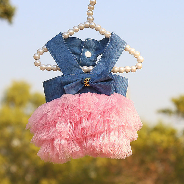 New Dog Clothes Striped Suspender Skirt