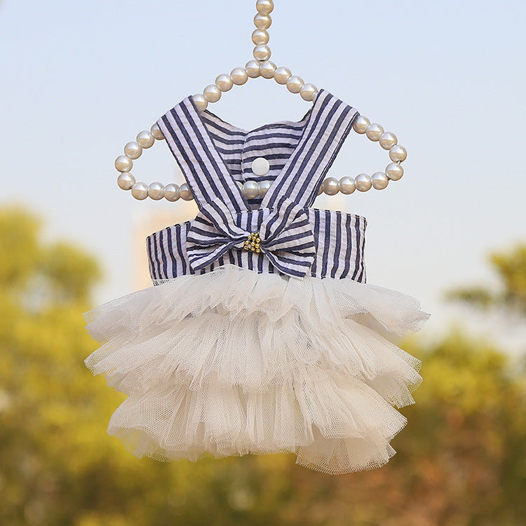 New Dog Clothes Striped Suspender Skirt